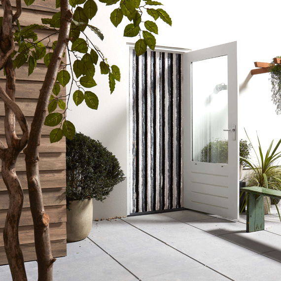 Deurgordijn Chenille grijs/zw/w 100x230cm 2026